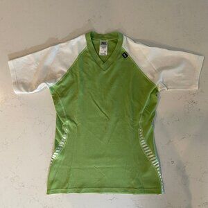 Helly Hansen Dry LIFA Vneck SS Polypropylene Activewear Top Green + White Sz M/L